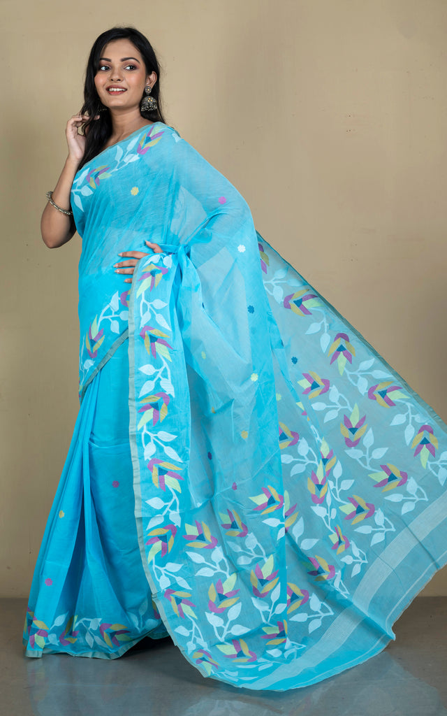 Blue Dhakaai Cotton Saree main image 0