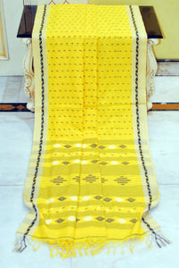 Woven Nakshi Work Authentic Khaddar Cotton Jamdani Saree in Bright Yellow, Beige and Black