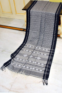 Woven Nakshi Work Authentic Khaddar Cotton Jamdani Saree in Grey, Off White and Black