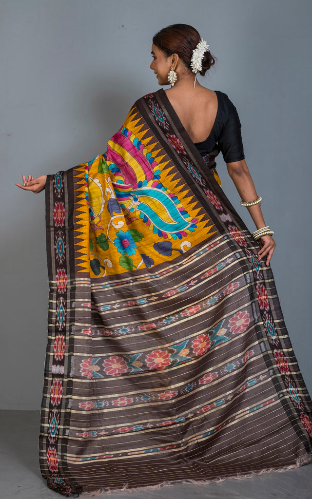 Hand Painted Pen Kalamkari Silk Saree