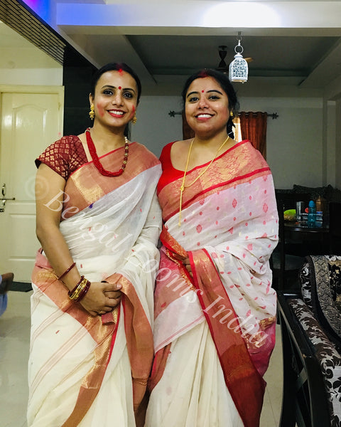 Six Yards Of Bengal Handloom Cotton Saree Elegance
