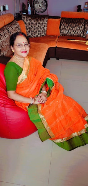 Celebrating the Durga Pujas In A Bengal Handloom Cotton Tangail Saree
