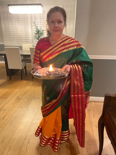 Mexican Woman Celebrates The Beauty Of Diversity Donning A Pure South Silk Saree.