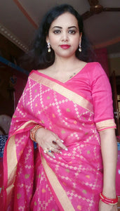 Silk Linen Bandhani Saree from Bengal Looms India