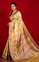 Handwoven Baluchari Pure Silk Saree in Desert Sand and Brown