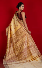 Handwoven Baluchari Pure Silk Saree in Desert Sand and Brown
