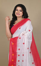 Front view of saree draped with purple blouse and red pallu
