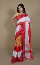 Full-length drape of Begampuri handloom saree with contrast pallu