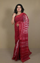 Begampuri Bengal Handloom Sambalpuri Kotki  Cotton Saree in Maroon and Off White