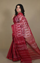 Begampuri Bengal Handloom Sambalpuri Kotki  Cotton Saree in Maroon and Off White