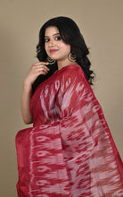 Begampuri Bengal Handloom Sambalpuri Kotki  Cotton Saree in Maroon and Off White
