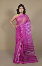 Begampuri Bengal Handloom Sambalpuri Kotki  Cotton Saree in Boysenberry and Off White
