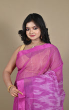 Begampuri Bengal Handloom Sambalpuri Kotki  Cotton Saree in Boysenberry and Off White