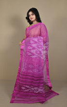 Begampuri Bengal Handloom Sambalpuri Kotki  Cotton Saree in Boysenberry and Off White