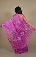 Begampuri Bengal Handloom Sambalpuri Kotki  Cotton Saree in Boysenberry and Off White