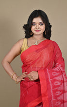 Begampuri Bengal Handloom Sambalpuri Kotki Cotton Saree in Red and Off White