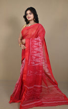 Begampuri Bengal Handloom Sambalpuri Kotki Cotton Saree in Red and Off White