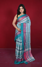 Begampuri Bengal Handloom Sambalpuri Kotki Cotton Saree in Moonstone Blue and Multicolored