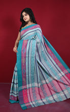 Begampuri Bengal Handloom Sambalpuri Kotki Cotton Saree in Moonstone Blue and Multicolored