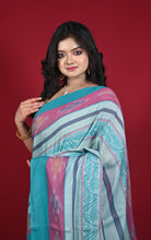Begampuri Bengal Handloom Sambalpuri Kotki Cotton Saree in Moonstone Blue and Multicolored