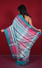 Begampuri Bengal Handloom Sambalpuri Kotki Cotton Saree in Moonstone Blue and Multicolored
