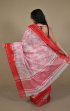 Begampuri Bengal Handloom Sambalpuri Kotki Cotton Saree in Off White, Bright Red and Golden