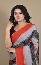 Begampuri Bengal Handloom Sambalpuri Kotki Cotton Saree in Gull Grey and Multicolored
