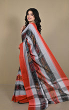 Begampuri Bengal Handloom Sambalpuri Kotki Cotton Saree in Gull Grey and Multicolored