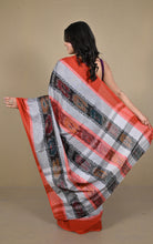Begampuri Bengal Handloom Sambalpuri Kotki Cotton Saree in Gull Grey and Multicolored