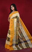 Begampuri Bengal Handloom Sambalpuri Kotki  Cotton Saree in Parmesan and Multicolored