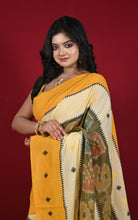 Begampuri Bengal Handloom Sambalpuri Kotki  Cotton Saree in Parmesan and Multicolored