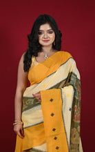 Begampuri Bengal Handloom Sambalpuri Kotki Cotton Saree in Parmesan and Multicolored
