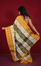 Begampuri Bengal Handloom Sambalpuri Kotki  Cotton Saree in Parmesan and Multicolored