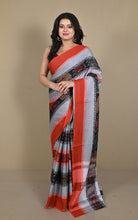 Begampuri Bengal Handloom Sambalpuri Kotki Cotton Saree in Gull Grey and Multicolored