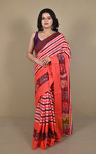 Bengal Handloom Skirt Kotki Paisley Motif Border Soft Begampuri Cotton Saree in Soft Pink, Merlot and Bean Red
