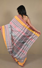 Bengal Handloom Fish Nakshi Motif Soft Begampuri Cotton Saree in Off White, Red, Apricot and Black