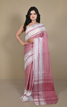 Premium Qulaity 2ply Soft Begampuri Handwoven Self Tanchui Brocade Cotton Saree in Smoky Topaz and Pearl Bush