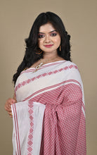Premium Qulaity 2ply Soft Begampuri Handwoven Self Tanchui Brocade Cotton Saree in Smoky Topaz and Pearl Bush
