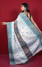 Begampuri Bengal Handloom Sambalpuri Kotki  Cotton Saree in White and Multicolored