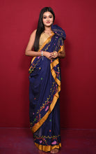 Hand Karat Needle Woven Work Pure Cotton Bengal Jamdani Saree Bleached Cedar, Rich Gold and Multicolored