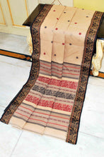 Bengal Handloom Cotton Baluchari Saree in Beige, Back and Maroon