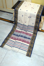 Bengal Handloom Cotton Baluchuri Saree in Off White and Multicolored