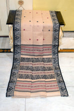 Bengal Handloom Cotton Baluchuri Saree in Beige, Black and Maroon