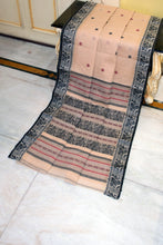 Bengal Handloom Cotton Baluchuri Saree in Beige, Black and Maroon