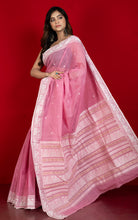 Bengal Handloom Cotton Baluchari Saree in Pastel Pink, Beige and Off White
