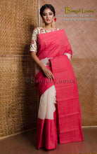 Mahapar Bengal Handloom Cotton Saree in Off White and Red