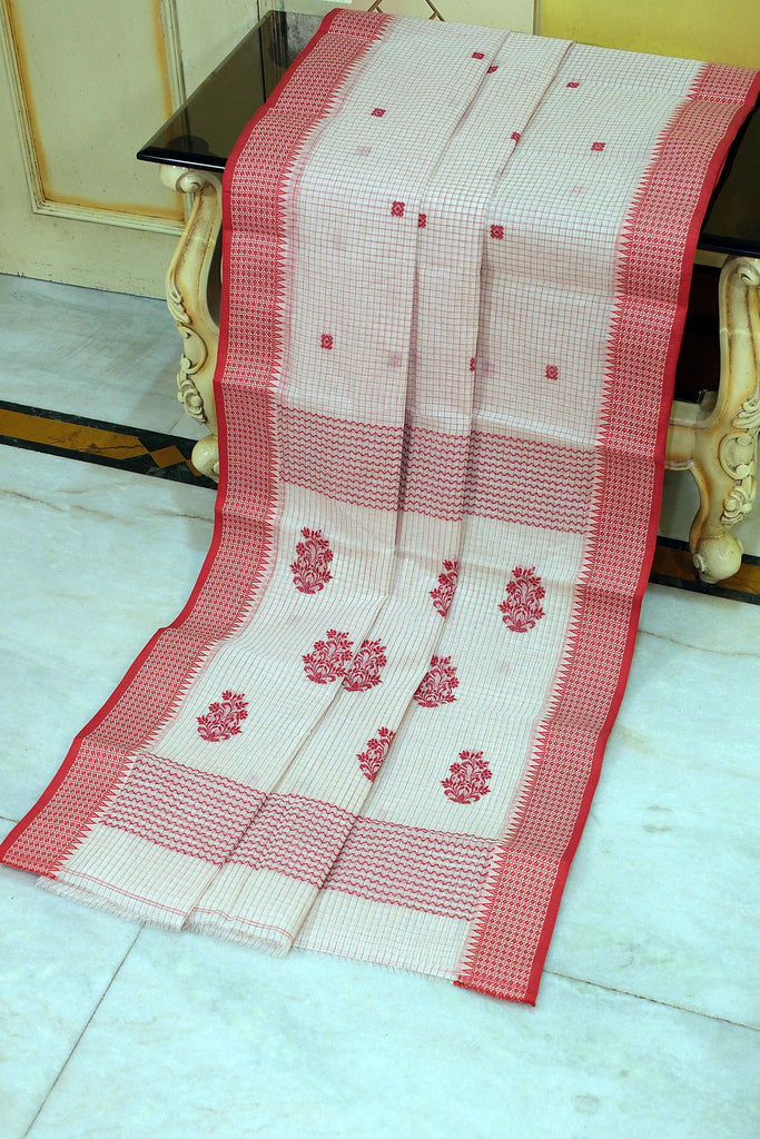 Medium Size Thread Nakshi Border Premium Quality Bengal Handloom Self ...