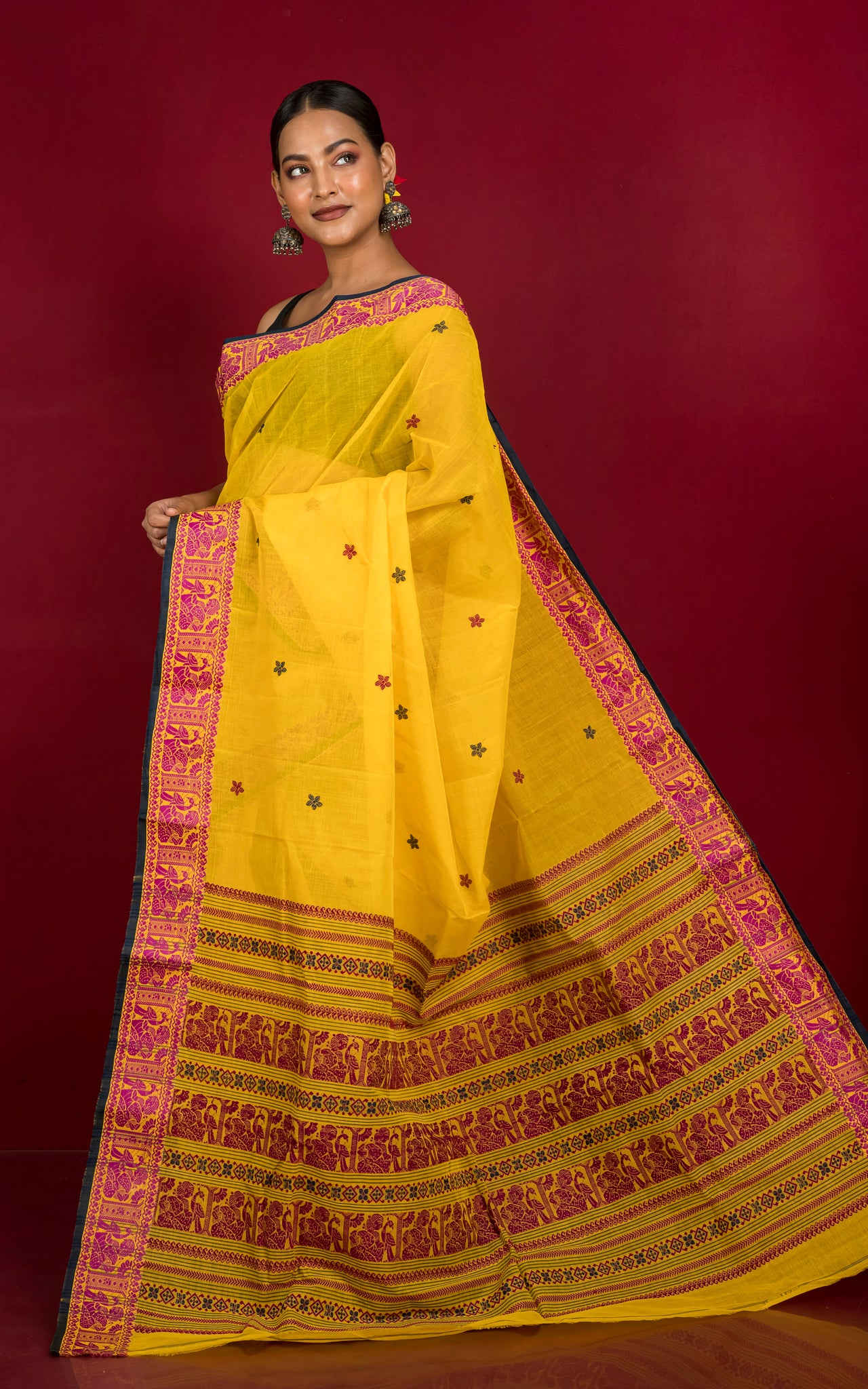 Golden Yellow Baluchari Silk Saree