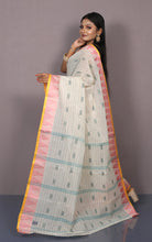 Bengal Tangail Cotton Saree in Light Beige and Multicolored