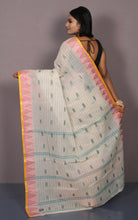 Bengal Tangail Cotton Saree in Light Beige and Multicolored